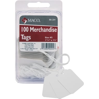 Maco Merchandising Tags, 1 3/32" X 1 3/4", Marking, White