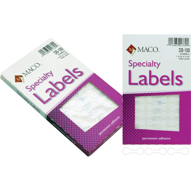 Maco Jewelry Tags, 1 5/16" X 7/16", Dumbell, White