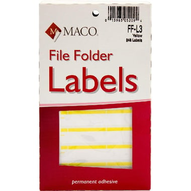 Maco Multipurpose Labels, A6 - .56" X 3.44", Rectangle, Yellow, 248 Labels