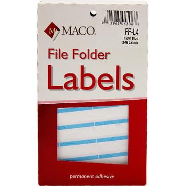 Maco Multipurpose Labels, A6 - 3 1/2" X 19/32", Rectangle, Blue, 248 Labels