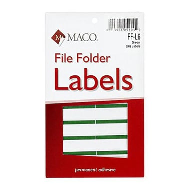 Maco Multipurpose Labels, A6 - 3 1/2" X 19/32", Rectangle, Green, 248 Labels