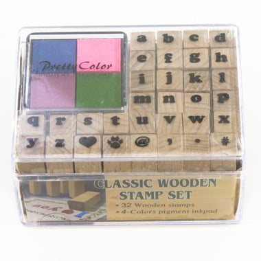 Alphabet Stamp Set, Lowercase - Classic Wooden, Assorted Ink Color