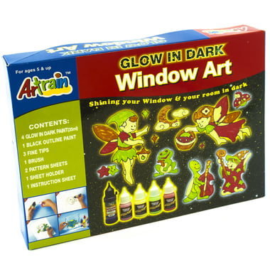 Artrain Window Art (Glow in the Dark) Color Paint, Assorted Color, Pack of 4