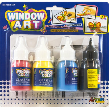 Artrain Window Art (Glow in the Dark) Color Paint, Assorted Color, Pack of 4