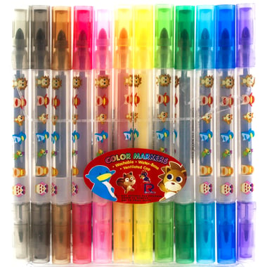 Washable Marker, Broad/Fine Double Point, Assorted Color