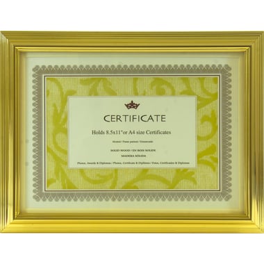 Certificate Frame, A4/Letter, Polystyrene Frame, Gold