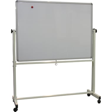 Roco Magnetic Whiteboard, 2 Sides, Rotating Easel with Caster, 120 X 90 cm, Silver/White
