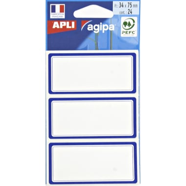 Agipa APLI Name Labels, Blue, Without Lines, 24 Pieces