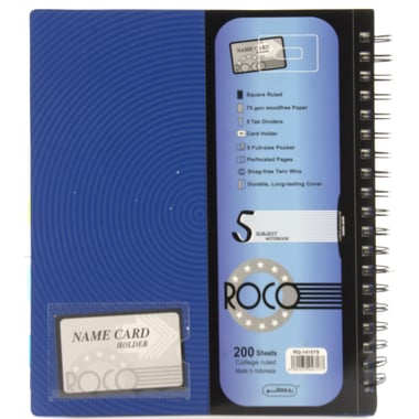 Roco University Notebook, 22.5 X 26.5 cm, 400 Pages (200 Sheets), 5 Subjects, Square Ruled