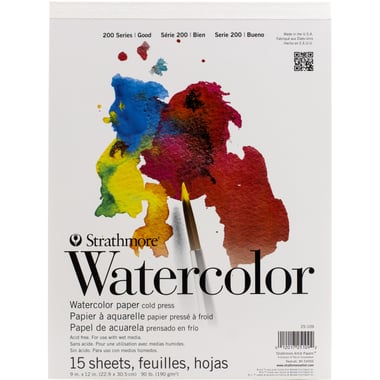 Strathmore Watercolor Pad, Cold Press, 190 gsm, White, 23 X 30.5 cm, 15 Sheets