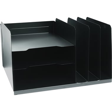 Organizer Sorter, 3 Horizontal/3 Vertical Compartments, Steel, Black