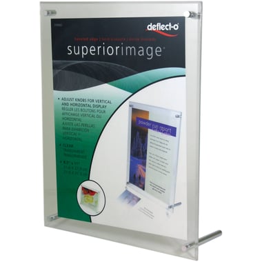 Deflecto SuperiorImage Stand-up Sign Holder, Letter Size, Table Top, Acrylic, Clear