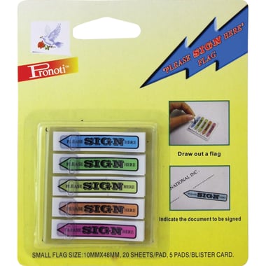 Pronoti Tape Flags, "Please Sign Here", Assorted Color