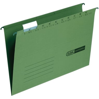 Elba VerticPlus Hanging File, Legal/A4/Letter/Foolscap, 1/5 Tab Cut, Green