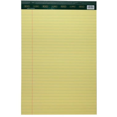 Roco Standard Writing Pad, F4, 80 Pages (40 Sheets), Lined, Yellow