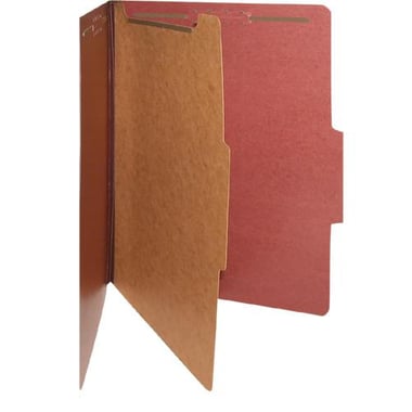 Smead Classification Folder, Legal Size, Single Divider, Folder: 2" Prong, Divider: 1" Twin Prong, Red