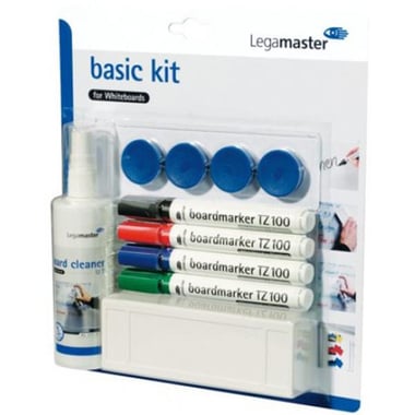 Legamaster Basic Kit Whiteboard Accessory, Spray Cleaner;Eraser;Markers;Magnets, Assorted Color