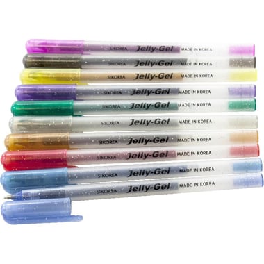 Si-Snow Jelly-Gel Gel Ink Pen, Assorted Ink Color, Medium, Ballpoint, 10 Pieces