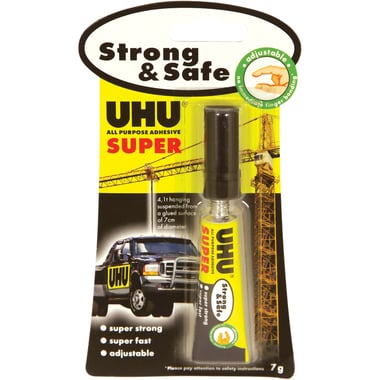 UHU Super Strong & Safe Super Glue, 7.00 ml ( .25 oz ), .25 oz ( 7.08 g ), Clear