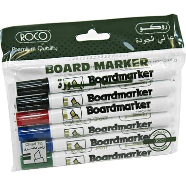 Roco Whiteboard Marker, 1 - 3 mm Chisel Tip, Black;Blue;Green;Red