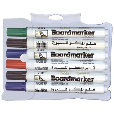 Roco Whiteboard Marker, 1.5 - 3 mm Round Tip, Black;Blue;Green;Red