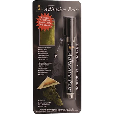 Speedball Mona Lisa, Adhesive Pen, with Trial Size Simple Leaf Sheets, Gold