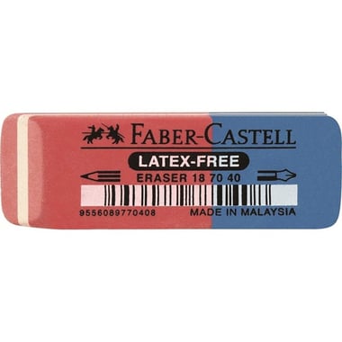 Faber-Castell Multi-purpose Eraser, Ink + Pencil (Latex-free) Blue/Red