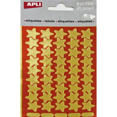 Agipa APLI Stickers, Gold Star, 2 Sheets