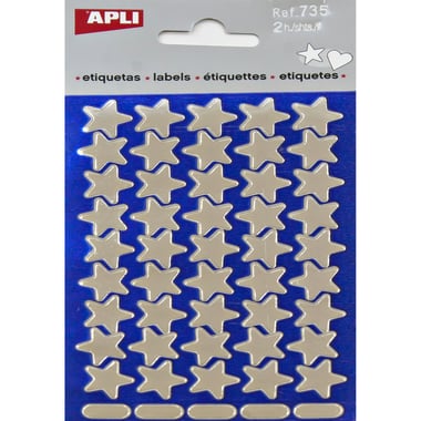 Agipa APLI Stickers, Silver Star, 2 Sheets
