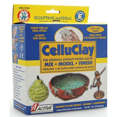 Activa CelluClay II Sculpting Material, Instant Paper Mache, Air Dries to White,