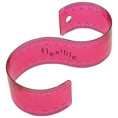 Ruler, Flexible, 7 Colors, Straight Edge, 12" (30 cm), Plastic