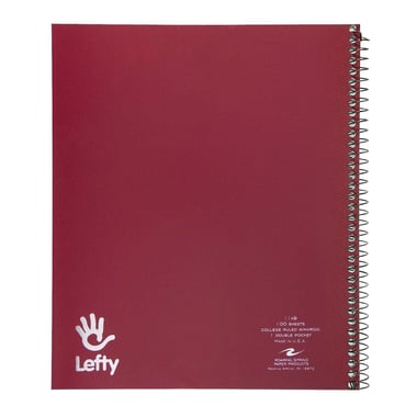 Roaring Spring Lefty Notebook, Double Pocket, 9" X 11", 200 Pages (100 Sheets), 1 Subject, College Ruled