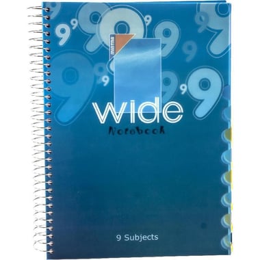 Mintra Wide Notebook, A4, 396 Pages (198 Sheets), 9 Subjects, Wide Ruled