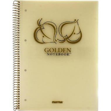 Mintra Gold & Silver Notebook, Ivory Paper, A4, 200 Pages (100 Sheets), Single Ruled, Gold
