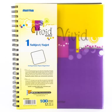 Mintra Vivid Notebook, Letter, 200 Pages (100 Sheets), 1 Subject, College Ruled