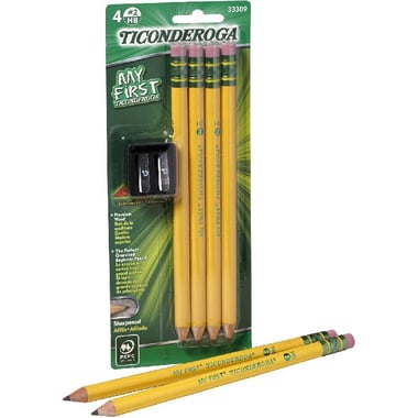 Dixon My First Ticonderoga Jumbo Lead Pencil, 2HB, Medium, 5 Pieces (Pencil;Sharpener)