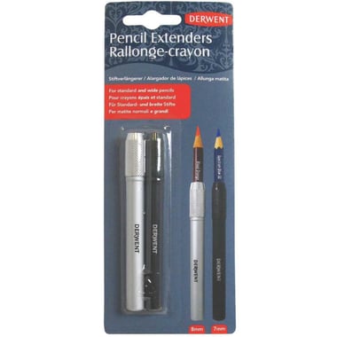 Derwent Pencil Extender General Craft Tool, 7 mm;8 mm, Black/Silver
