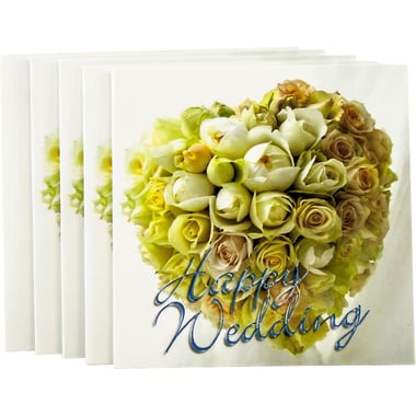 كامباب بطاقة هدايا، "Happy Wedding"، تصميم مطبوع، 2.76 بوصة X 2.76 بوصة، ابيض