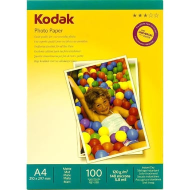 Kodak Premium Matte Photo Paper, Matte, White, A4, 120 gsm, 100 Sheets