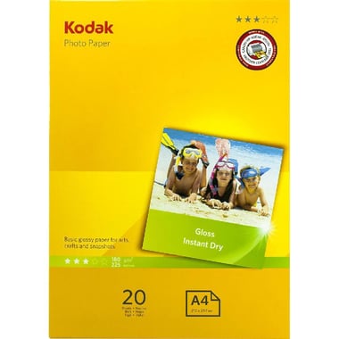 Kodak Photo Paper, Super Glossy, White, A4, 180 gsm, 20 Sheets