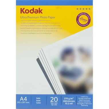 Kodak Photo Paper, Satin, White, A4, 270 gsm, 20 Sheets