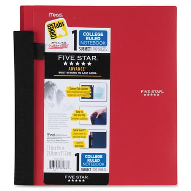 Five Star Advance Notebook, Solid, Letter, 200 Pages (100 Sheets), 1 Subject, College Ruled,
