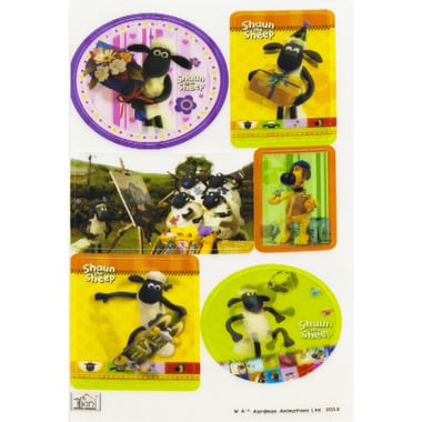 Aardman Animations Shaun The Sheep Stickers, 2D, 6 Pieces