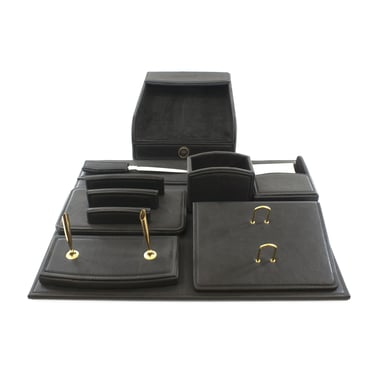Desk Set, 8 Components, PVC Material, Black