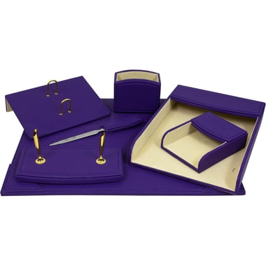 Desk Set, 7 Components, PVC Material, Purple