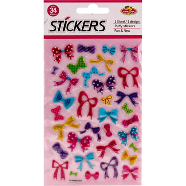 Stickers, Puffy Ribbon, 34 Pieces