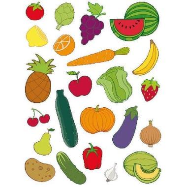 Agipa APLI Stickers, Fruits & Vegetables, 4 Sheets