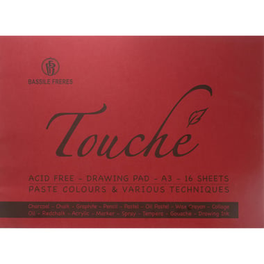 Bassile Freres Touche Drawing Pad, 220 gsm, White, A3, 16 Sheets