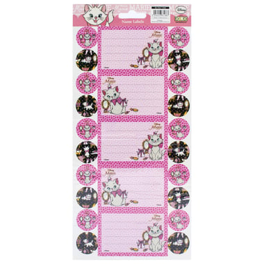 Marie Cat Name Labels, Glittered, 2 Sheets (10 Stickers)