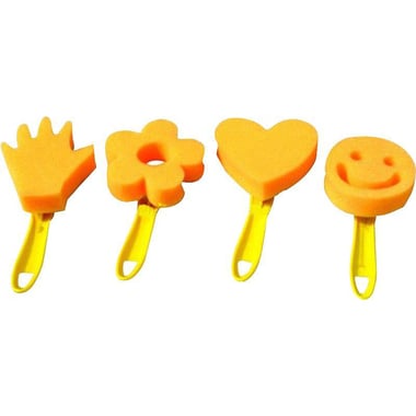 Sunart Sponge Stamper - Hand;Flower;Heart;Smiley Face, 4 Pieces